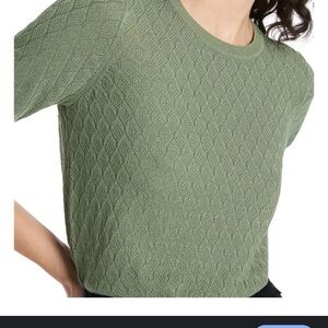 Marled Olive Short Sleeve Textured Top